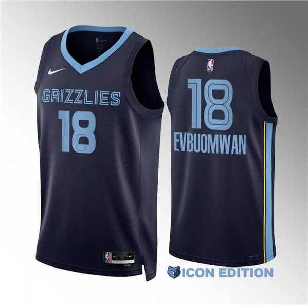 Men%27s Memphis Grizzlies #18 Tosan Evbuomwan Navy Icon Edition Stitched Jersey Dzhi